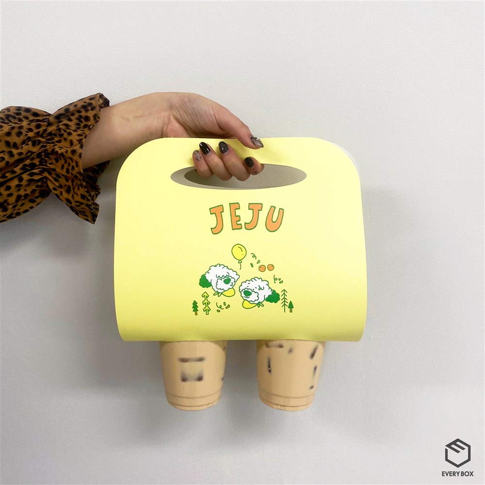 손잡이형 컵홀더 식품지 240 × 495mm 제작 사례 이미지 1 / 2